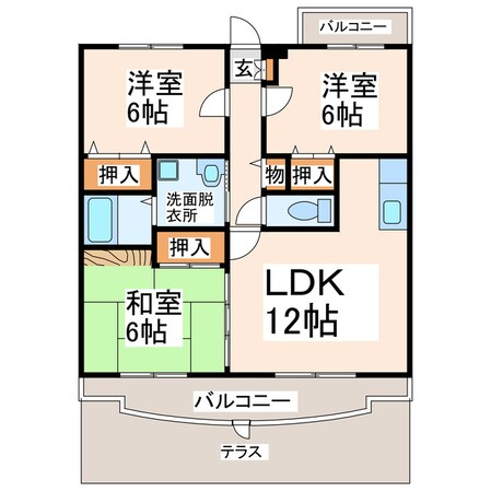 クラルテ古閑Ａ・Ｂの物件間取画像